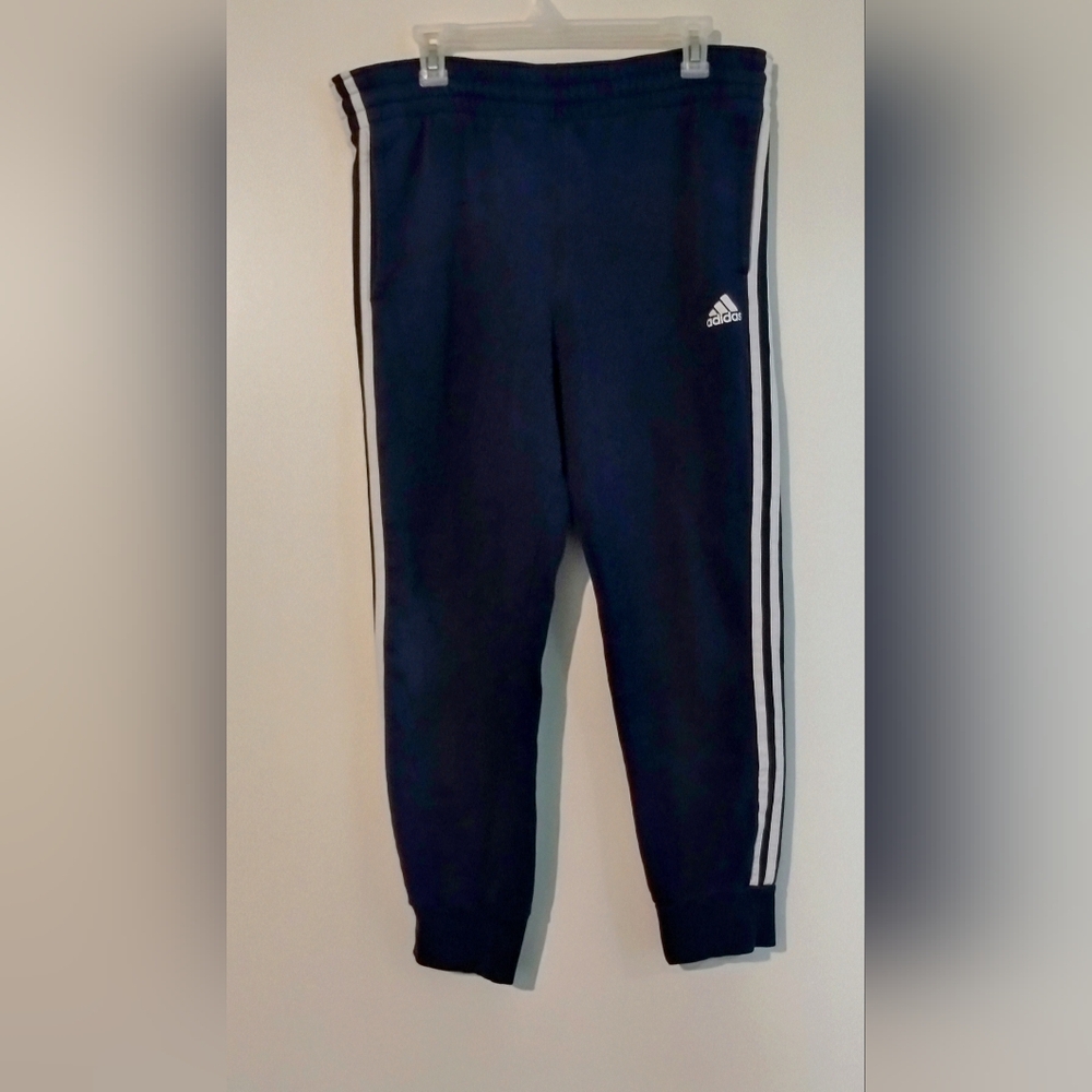 Adidas Blue and White Sweatpants for Active Comfort